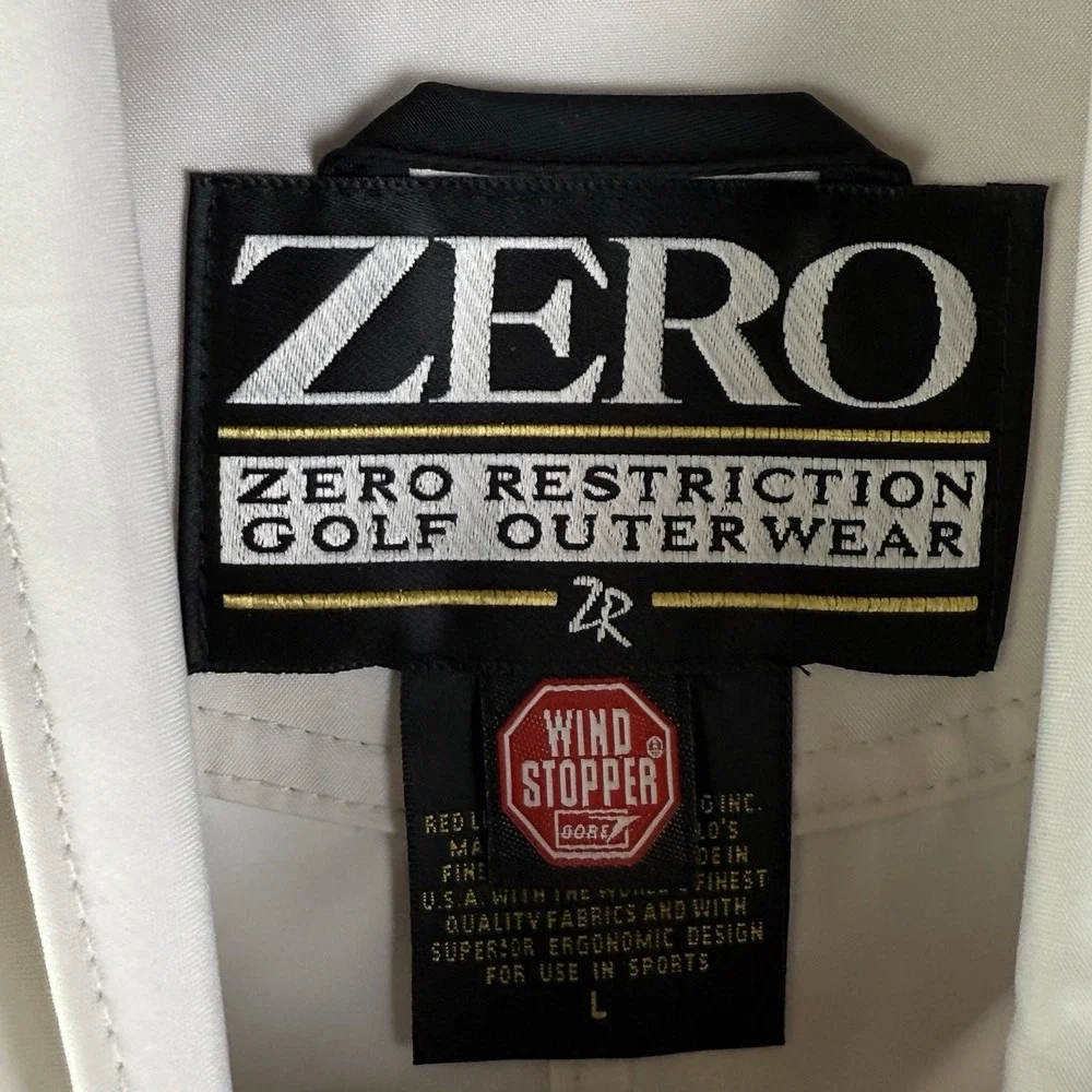 Zero Restriction Windstopper Woven Pullover Golf 1/4 Zip Short Sleeve White Larg